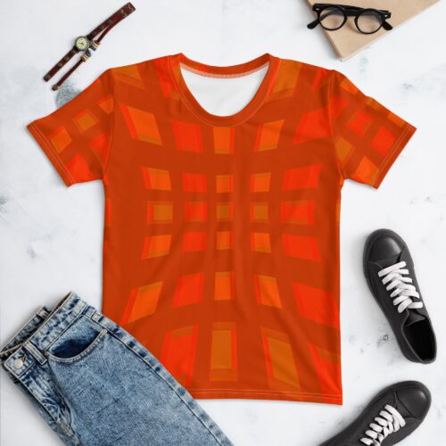 Monochrome Grid Box Stripe Women's Crew Neck T-Shirt