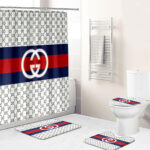 Gray and Black White Logo Gucci Shower Curtain