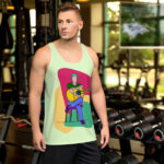 A man sitting with a guitar Men's tank top