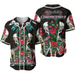 Mexico Baseball Jersey Floral Skull Dia De Los Muertos - Blakeli