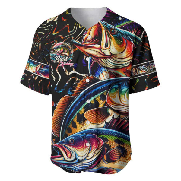 Peacock Bass Fishing Baseball Jersey Waves Art - Blakeli