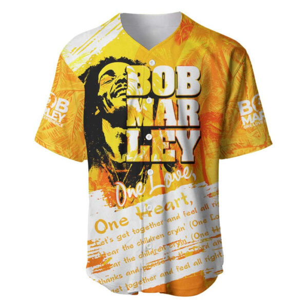 Legend Bob Reggae Baseball Jersey One Love One Heart Tropical Leaf - Blakeli