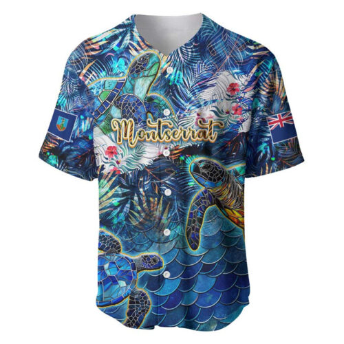 Montserrat Baseball Jersey Sea Turtle Tropical Pattern - Blakeli