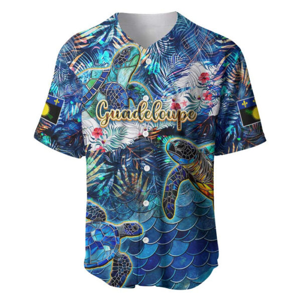 Guadeloupe Baseball Jersey Sea Turtle Tropical Pattern - Blakeli