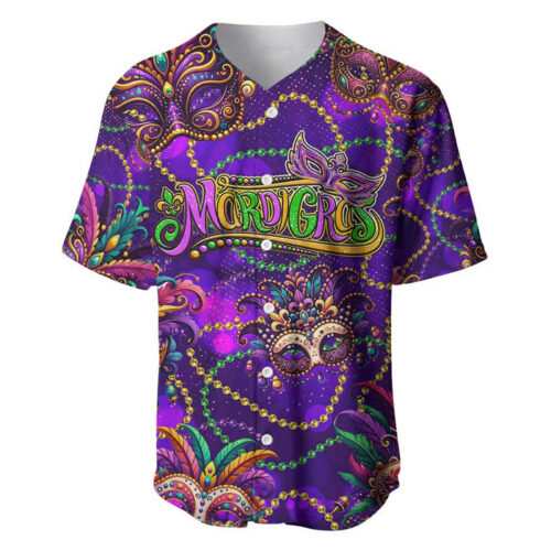 Mardi Gras Baseball Jersey Mask Glitter Art - Blakeli