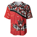 Canada Day Baseball Jersey Haida Maple Leaf Style Tattoo Red - Blakeli