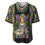 Mardi Gras Skull Baseball Jersey Beads Fleur De Lis - Blakeli