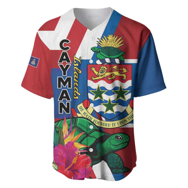 Personalised Cayman Islands Baseball Jersey Tropical Green Turtle - Blakeli