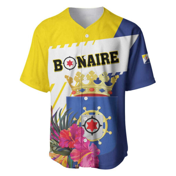 Personalised British Leeward Islands Baseball Jersey Tropical Flower Grunge Style - Blakeli