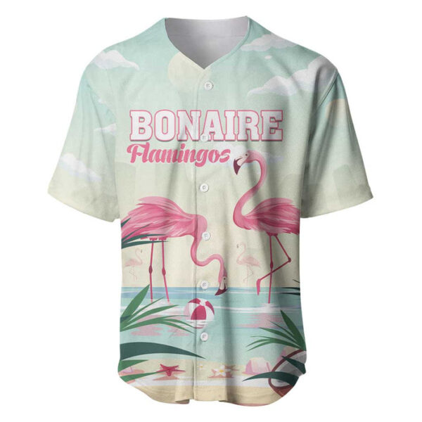 Personalised Bonaire Flamingos Baseball Jersey Summer Time Beach Concept - Blakeli