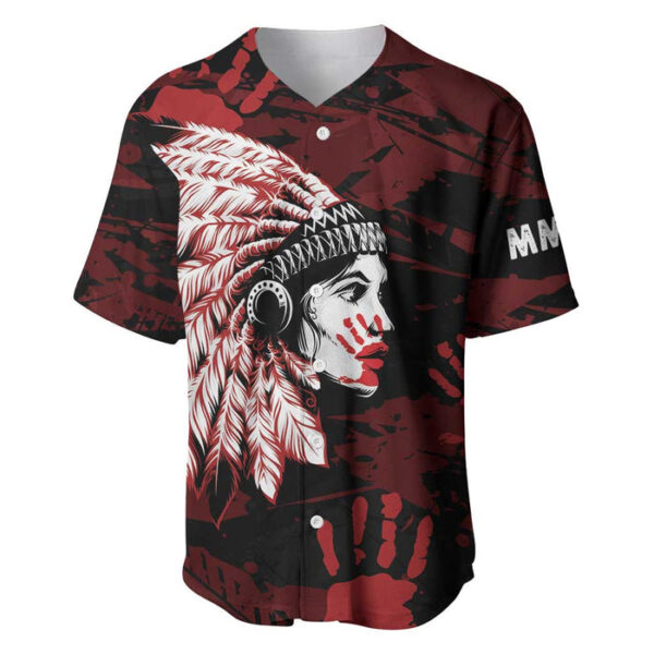Native American MMIW Baseball Jersey Red Handprint Grunge Style - Blakeli
