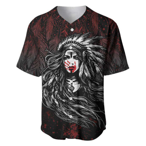Native American MMIW Red Handprint Baseball Jersey Dreamcatcher - Blakeli