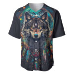 Native American Wolves Baseball Jersey with Dream Catchers Feathers - Blakeli