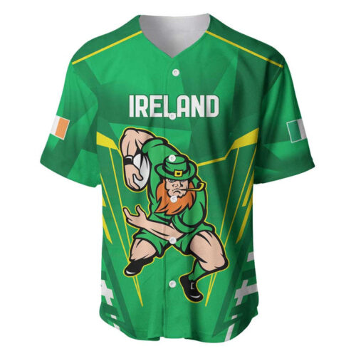 Ireland Rugby Custom Baseball Jersey Irish Warrior Mascot Go Shamrock - Blakeli