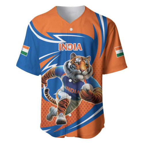 Indian Bengal Tiger Cricket Custom Baseball Jersey Unique Pattern - Blakeli