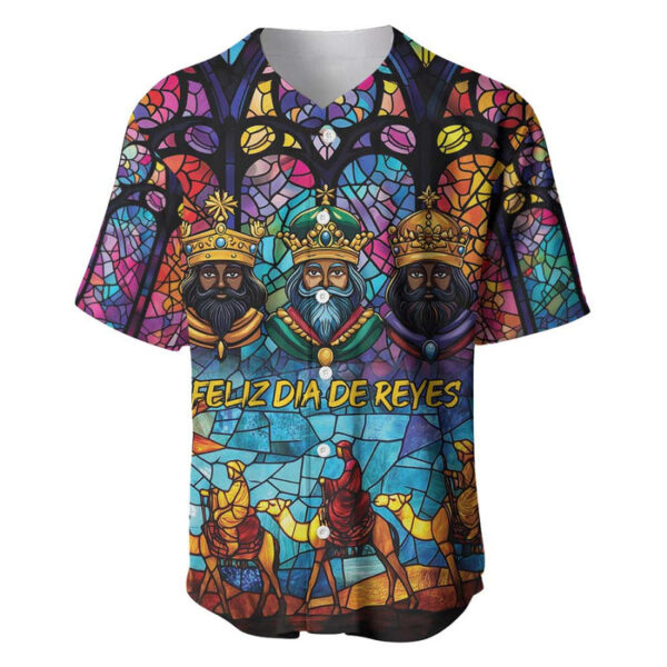 Epiphany Three Kings Day Baseball Jersey Stained Glass Window Style - Blakeli