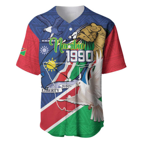 Namibia 1990 Baseball Jersey Independence Anniversary African Pattern - Blakeli