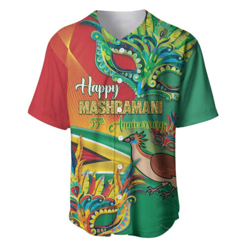 Guyana Republic Day Baseball Jersey Happy Mashramani 55th Anniversary - Blakeli