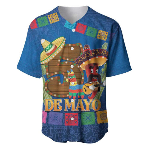 Mexico Cinco De Mayo 2025 Baseball Jersey Chili Pepper Let's Fiesta - Blakeli