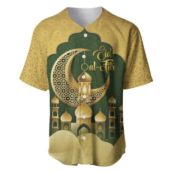 Eid al-Fitr Baseball Jersey Khair Mubarak Islamic Pattern - Blakeli
