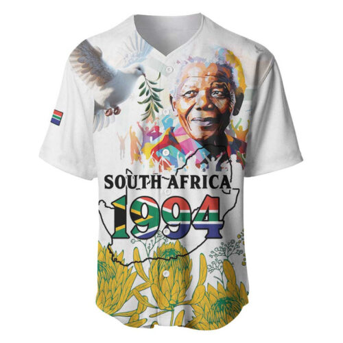 Happy South Africa Freedom Day Baseball Jersey Nelson Mandela With Protea - Blakeli