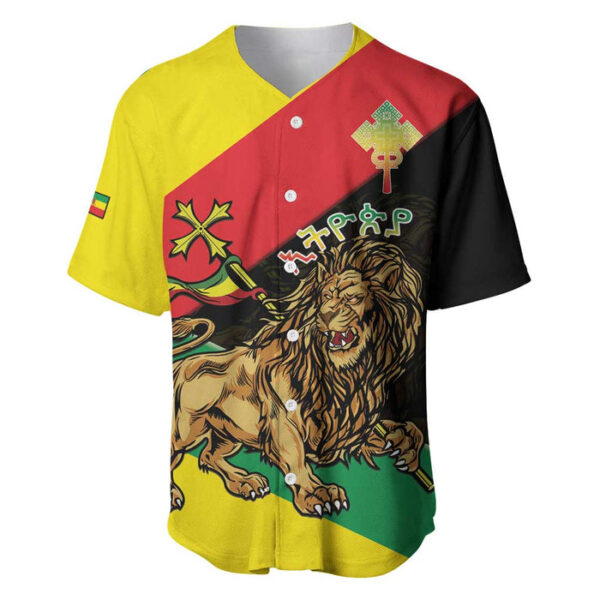 Ethiopia Empire 1270-1974 Baseball Jersey Lion Of Judah With Ethiopian Cross - Blakeli