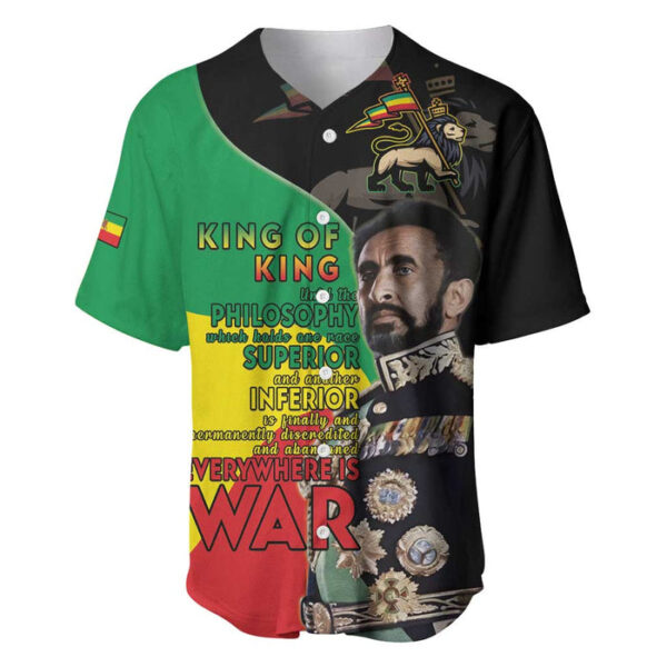 Haile Selassie Baseball Jersey Lion Of Judah Ethiopia Rastafari - Blakeli