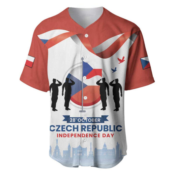 Czech Republic Independence day Baseball Jersey Den Vzniku Samostatneho Ceskoslovenskeho Statu - Blakeli