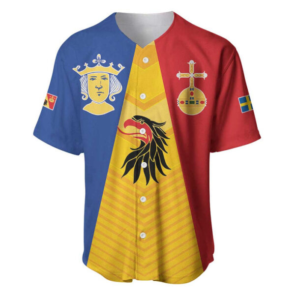 Kingdom of Sweden Stockholm County Baseball Jersey Flag Style - Blakeli