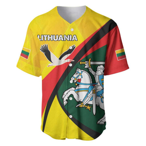 Lithuania Coat of Arms Baseball Jersey Vytis and Gandras - Blakeli