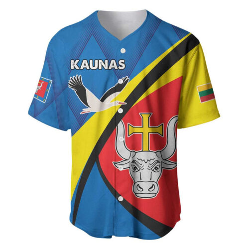 Lithuania Kaunas County Baseball Jersey Kauno Apskritis Coat of Arms - Blakeli