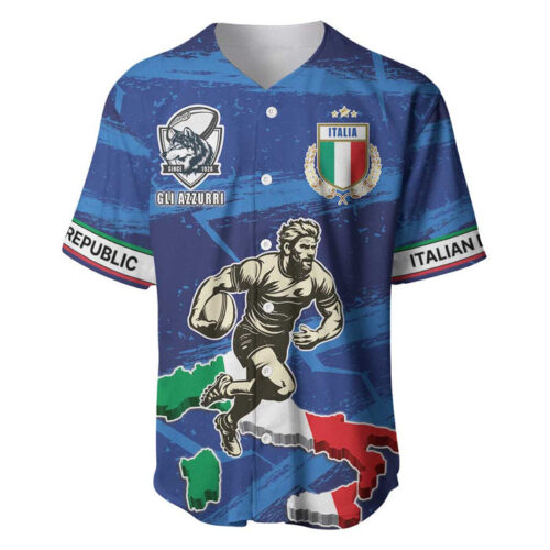 Italian Republic Rugby Custom Baseball Jersey Sporty Style - Blakeli