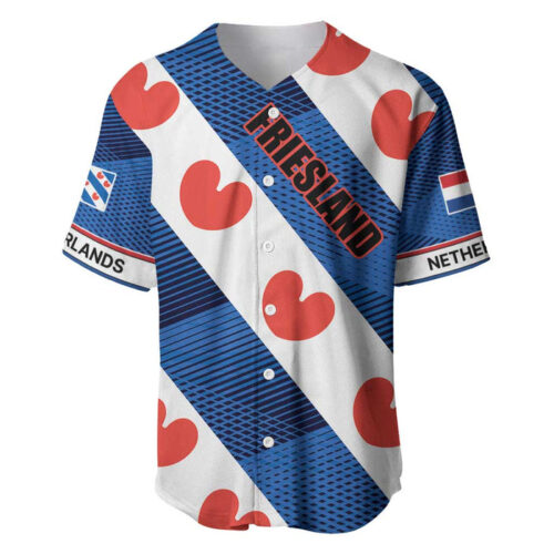 Netherlands Friesland Province Baseball Jersey Flag Style - Blakeli