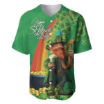 Happy Saint Patrick's Day Baseball Jersey Cheerful Leprechaun Irish Harp - Blakeli
