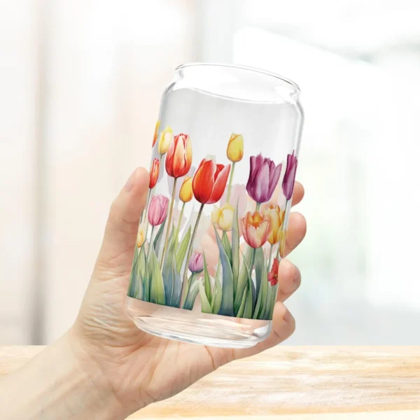 Tulip Iced Coffee Cup with Lid and Straw - Glass Tumbler 16oz - Blakeli