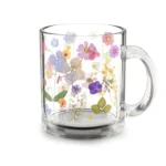 Pressed Flowers Glass Mug (10oz) – Clear Floral Mug - Blakeli