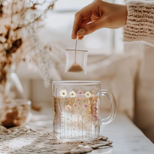 Colorful Wildflower Glass Mug (10oz) – Clear Floral Mug - Blakeli