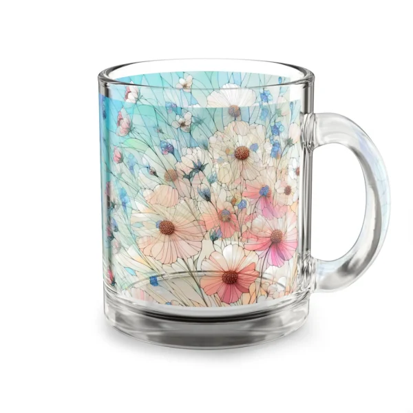 Daisy Glass Mug (10oz) – Clear Floral Mug - Blakeli