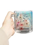 Daisy Glass Mug (10oz) – Clear Floral Mug - Blakeli