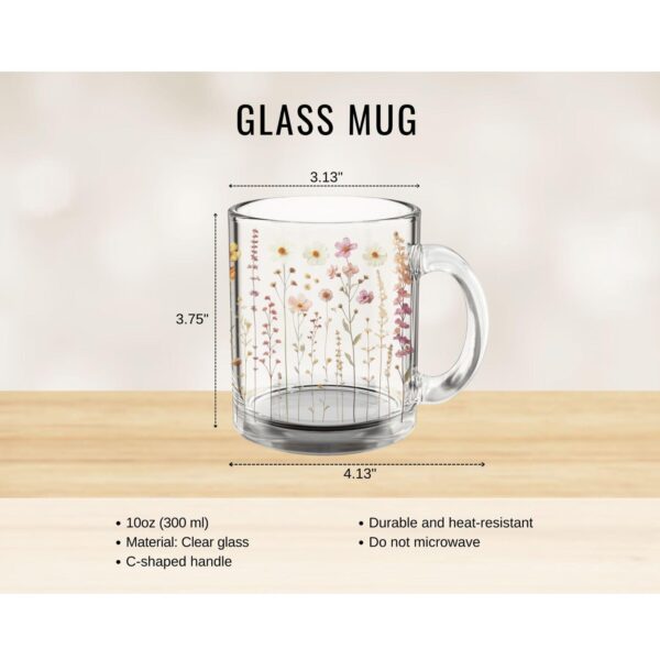 Colorful Wildflower Glass Mug (10oz) – Clear Floral Mug - Blakeli