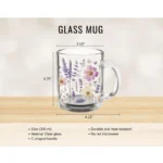 Lavender & Wildflowers Glass Mug (10oz) – Clear Floral Mug - Blakeli