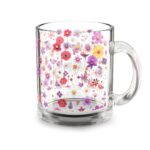 Pressed Wildflower Glass Mug (10oz) – Clear Floral Mug - Blakeli