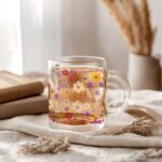 Pressed Wildflower Glass Mug (10oz) – Clear Floral Mug - Blakeli